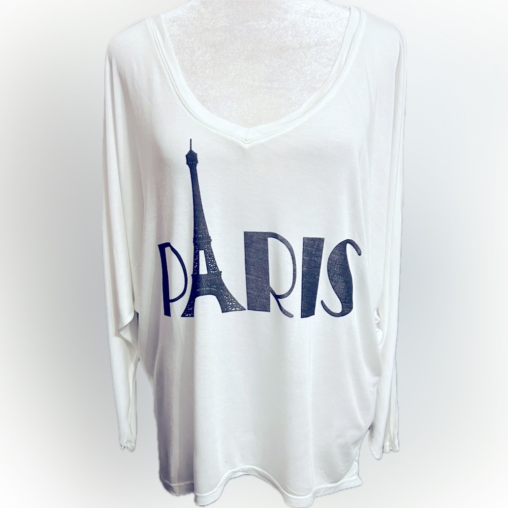 NWT Bird & Vine SZ O/S black/white graphic top, dolman sleeves, hi/low. Bust 60” - Picture 2 of 5